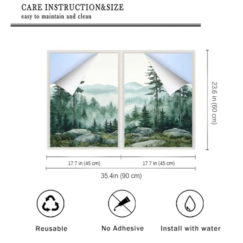 Vinilo Decorativo de Bosque Acuarela para Ventana 17.7x23.6 in x2 miniatura 2