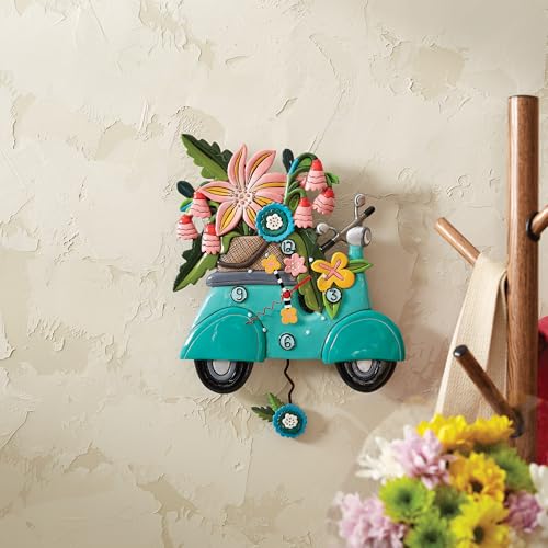 Reloj de pared péndulo Enesco diseño flores 12 pulg miniatura 2
