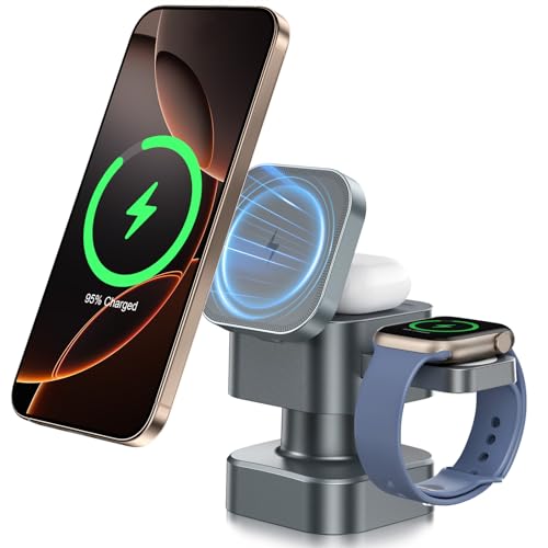 Chargeur sans fil pliable pour recharger trois appareils en même temps et libérer l'espace