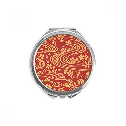 Miroir rond de poche fleur rouge culture japonaise de 2,6 pouces