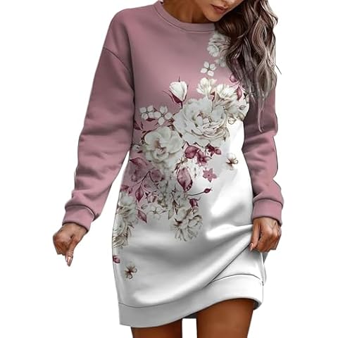 Clode Women's Long Sleeved Floral Jumper Dress Cover