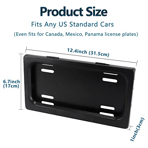 Xverycan License Plate Frame, 1 Pack License Plate Holder Universal for US CA Standard Cars, Screws Included, No Drill, Rust Proof, Black