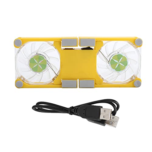 Greensen Base di Raffreddamento per Laptop, Supporto Pieghevole Portatile per Notebook con Doppia Ventola e Luce LED Blu per Notebook da 15-17 Pollici (YELLOW)