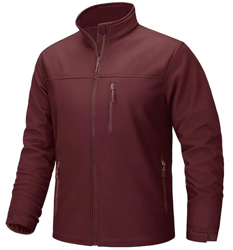 TACVASEN Men's Lightweight Softshell Jacket Fleece Lined Waterproof Tactical Rain Zip Up Winter Coat Windbreaker Casual
