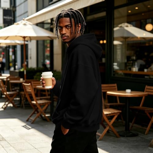 Fleece Hoodie Men Quarter Zip Fleece Lined Hooded Hoodie Kangaroo Pocket - image 5