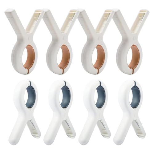 8 PCS Beach Towel Clips for Sun Loungers Beach Towels Clothes Pin Quilt Drying Windproof Laundry Peg Hanging Non-Slip Towel Pegs for Sun Lounger Washing Line with Drawstring Organizer