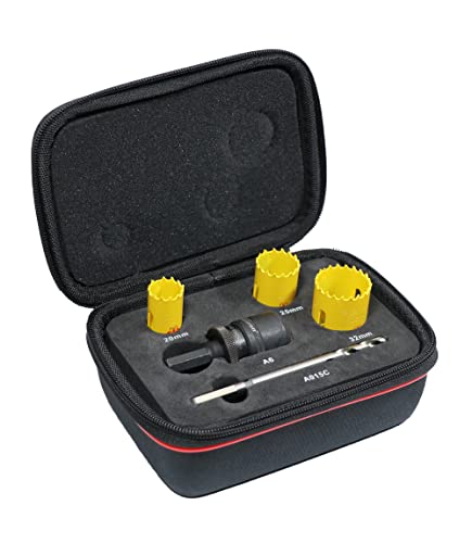 Starrett Fast Cut Holesaw Kit - 8-Pieces Bi-metal Kwik Change Arbors Set with HSS Pilot Drill - Electrician Kit Compatible with Bosch Dewalt Hitachi Festool Milwaukee
