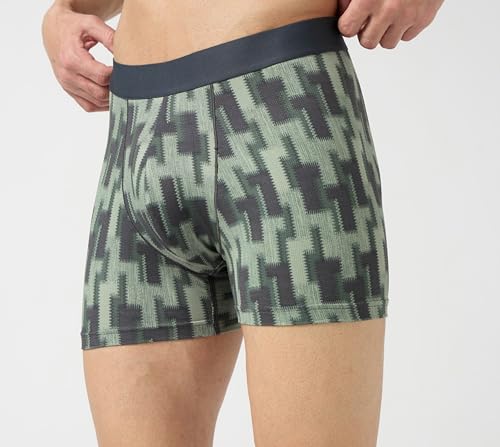 Image of TECHNOSPORT Men's Colorblock Trunks Underwear with ElastoLITE 4 Way Stretch Lightweight Breathable Moisture Wicking Soft Anti Odour Anti Microbial UPF 50+ Comfort Fit Boxer Briefs Innerwear for Men