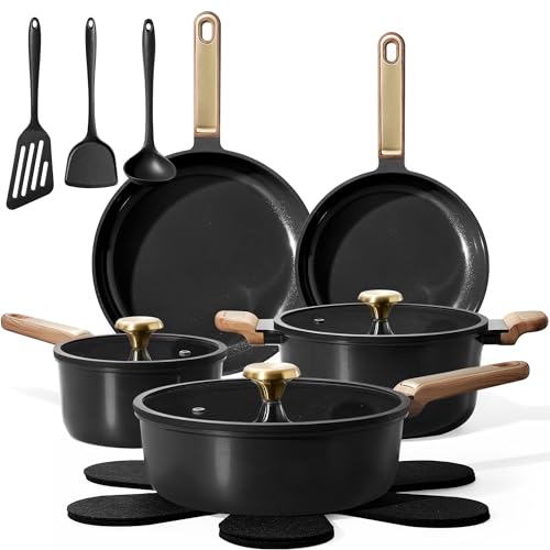 CAROTE Ceramic Cookware Set Nonstick, 16pcs Pots and Pans Set Nonstick, Non-Toxic & PFAS-Free,...