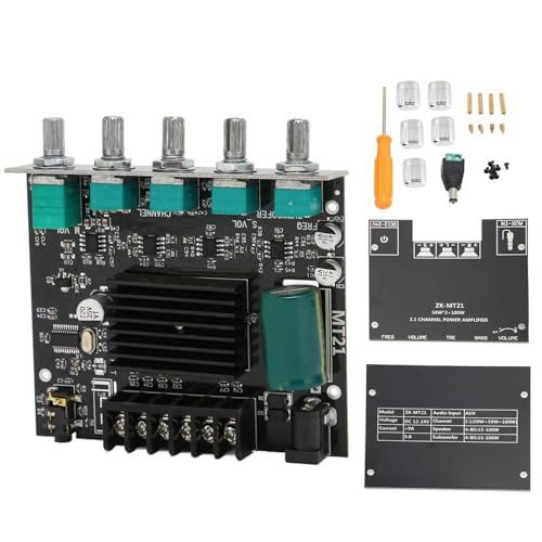 Goshyda Scheda Amplificatore Stereo Digitale, ZK‑MT21 Bluetooth 2.1 Canali CC 12‑24 V, Modulo Amplificatore di Potenza HiFi Fai-da-Te, per Altoparlanti 15‑100 W 4‑8 Ω