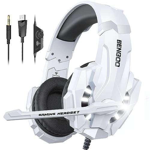 Amazon.co.jp: BENGOO G9000 ゲーミングヘッドセット 白 | （3.5mm有線