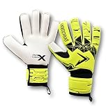 Precision Training Fusion X Flat Cut Essential Football Adult's Goalkeeper Gloves, Fluo Yellow, 9
