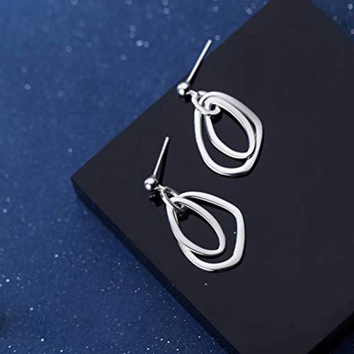 Boucles d'oreilles style coréen pour femmes au cercle asymétrique épuré - 3
