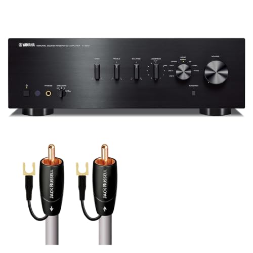 Image of Yamaha A-S501 Amplifier Bundle w /AudioQuest Jack Russell Cable (Black) | Integrated amplifier with 85W x 2, optical /coaxial inputs, Pure Direct and AudioQuest Jack Russell 4m subwoofer cable