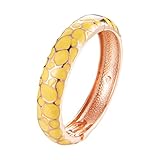 UJOY Colorful Cloisonne Bracelet Jewelry Enamel Handcraft Spring Hinge Birthday Vacation Party Gifts Womens Bangles 55C41 Yellow