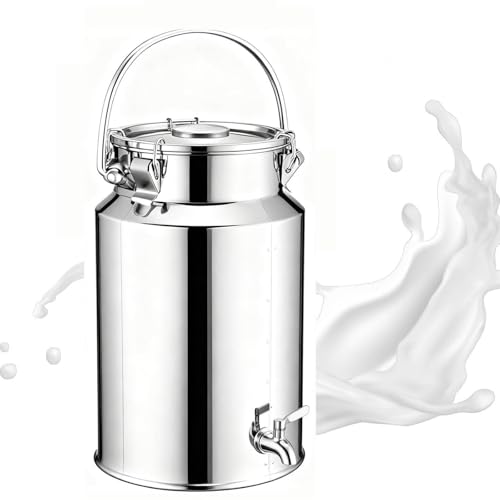 201 Pot a Lait Inox Bidon De Transport De Lait De Ferme 3/5/10/15 Litres Bidon De Baratte À Lait Pot Seau À Vin Baril Seau À Eau Huile Réservoir À Thé Avec Couvercle Scellé,capacity2-3L