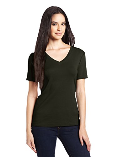Three Dots Red Women's Short Sleeve Mid-V