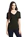 Three Dots Red Women's Short Sleeve Mid-V