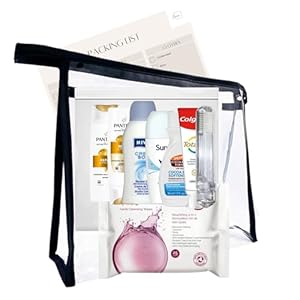 Women’s Mini Travel Toiletries Set – Travel Size Toiletries Under 100ml, Airport Security Approved Essentials with Clear Travel Bag for Holiday, Hospital, Maternity, Camping