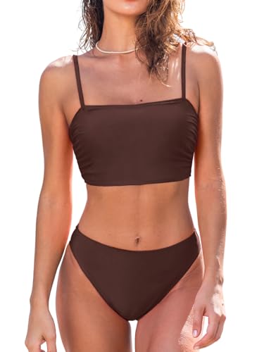 CUPSHE Women's Bikini Sets Two Piece Swimsuit Bandeau Top Square