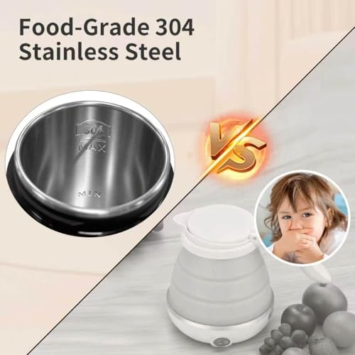 Image of Travel Electric Kettle Small, Smart Water Bottle with 4 temperature control, 450 mL Portable Self Heating Kettle with Leak-Proof for Dormitories, Offices, Business Travel Hotels, 120V