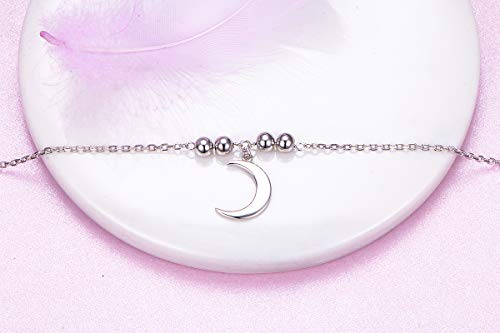 Image of FLYOW S925 Sterling Silver Anklet for Women Summer Boho Beach Charm Adjustable Foot Ankle Bracelet Jewelry Birthday Gift