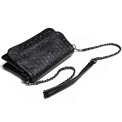 Freie Liebe Women Classic Black Skull Cross Body Bag Vintage Clutch Purse Shoulder Bag4