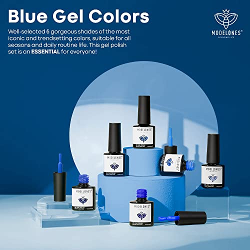 Set de Esmaltes en Gel Azules Modelones 6 Piezas miniatura 2