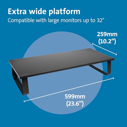 Kensington Extra breiter Monitorständer für Schreibtische. Großer Computerständer/Monitorständer/Schreibtischerhöhung (K55726EU), Schwarz