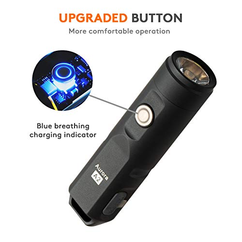 Rovyvon Aurora A2 Usb-C Led Keychain Flashlight, 650 High Lumen Super Bright With Edc Pocket-Sized,Momentary On,Lock Mode,Type-C Rechargeable,Stainless Steel, Gift For Camping Emergency #TOP3