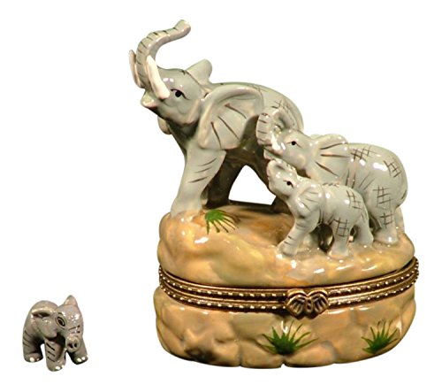 Baby Elephants Hinged Treasure Trinket Box phb