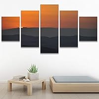 SIGNWIN 5 Panel Canvas Wall Art Orange Sunset for Home Decorations Ready to Hang - 60