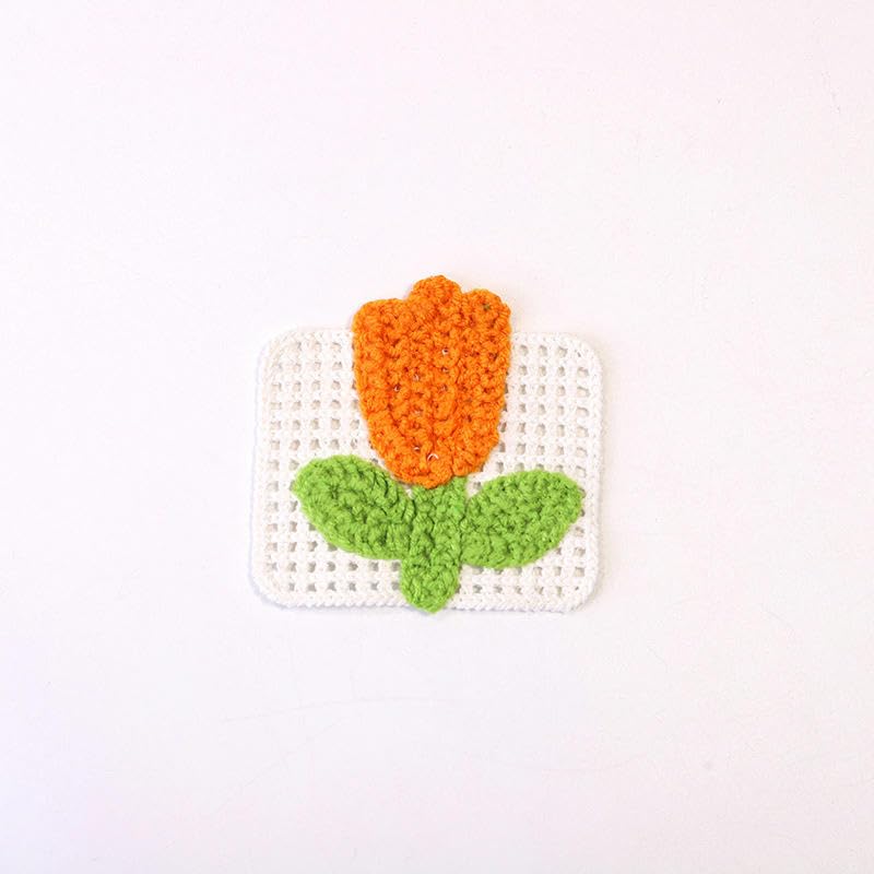 Naszywka haftowana 6 * 6CM 10PCS Kwiaty tulipanów Ręcznie robione szydełkowe aplikacje Szydełkowe naszywki kwiatowe Małe haftowane Aplikacje żelazne na odzież(Coffee)