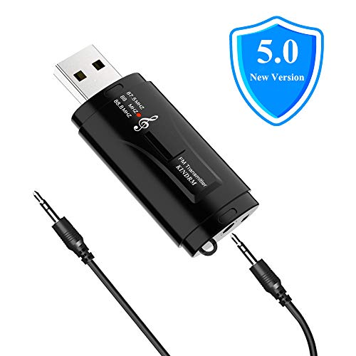 KINDRM 2in1 Hands-Free 5.0 Wireless Car Bluetooth Transmitter Car Kit & 3.5mm Aux