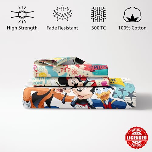 Image of Sassoon Disney Mickey Mouse Backup Digital Printed 100% Cotton Bedsheet with 2 Pillow Covers in 300TC