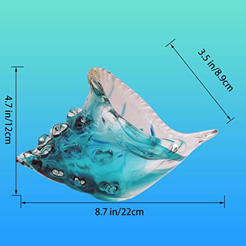 Howfield Hand Blown Glass Conch Decor - Glass Sea Shells Figurine, Art Glass Sculpture Home Decor, Collectible Statue (Light Blue) #TOP1