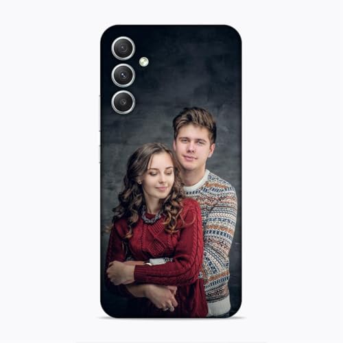 Image of Custom Design Back Cover for Samsung Galaxy A34, Upload Your Photo, Logo or Artwork & Type Name, Quote, Punches, Polycarbonate Hard Case for Boys and Girls