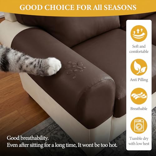 Fundas para reposabrazos de sofá de cuero protector elástico de muebles antimanchas 3