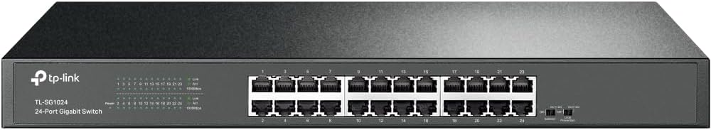 TP-Link TL-SG1024 | 24 Port Gigabit Ethernet Switch | Plug and Play | Sturdy Metal w/Shielded Ports | Rackmount | Fanless | 3 Year Manufacturer Warranty | Unmanaged, Black
