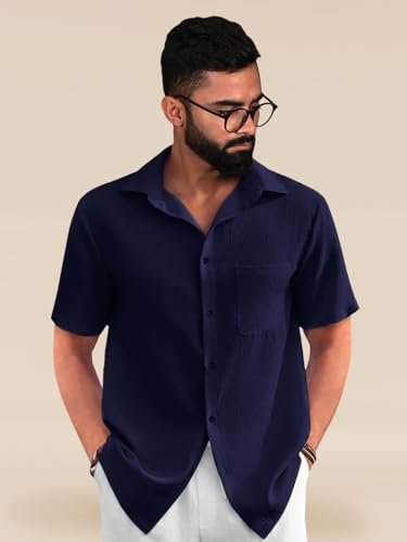 Image of Tee Projekt Solid Shirt for Men's ||Pop corn Shirt|| Solid Shirt for Men's|| Casual Shirt for Men||Half Sleeve Spread Collar Shirt for Men