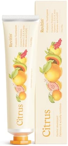 Revitin Toothpaste | Fluoride-Free Prebiotic Citrus Tooth Gel | No SLS, Gluten Free, Dye Free, GMO Free, No Sweeteners | Non-Toxic, Kid Approved