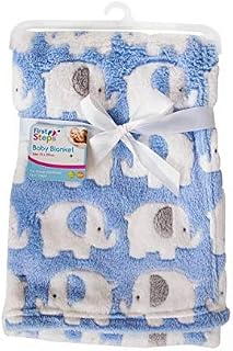 Baby Boy Girl Soft Fleece Blanket Newborn for Pram Car Crib Moses Basket etc (75cm x 100cm, Elephants (Blue) Baby Blanket)