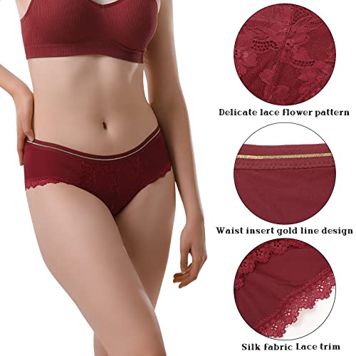 Hokemp Women Lace Panties Sexy Cheeky Underwear Hipster Soft Stretch Briefs Low Rise Bikini Multi-Pack #TOP1