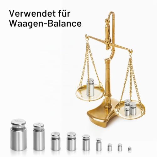 UNIWEIGH Kalibrierungsgewichte 210g,9 PCS Hochpräzisionswaage Kalibrierungsgewichts-Kit 1g 2g 5g 10g 20g 50g 100g mit rostfreier Pinzette für Digitalwaage Gramm, Mg-Waage, Laborwaage