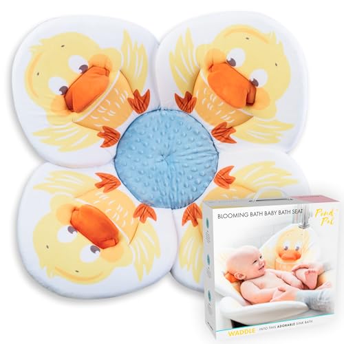 Image of Blooming Bath Baby Bath Seat - Baby Tubs for Newborn Infants to Toddler 0 to 6 Months and Up - Baby Essentials Must Haves - The Original Washer-Safe Flower Seat (Pond Pal Duckling)