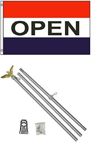 Flag 3x5 Open for Business w/ 6' Aluminum Pole Kit