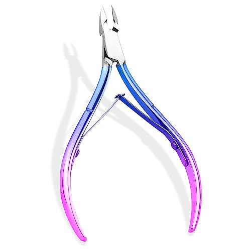 Alicates Cuticulas Acero Inoxidable,Alicates para cutículas,Corta Cuticulas Profesional, Tijeras Cuticulas para Uñas Gruesas o Encarnadas, Pedicura y Manicura,Degradado Azul.