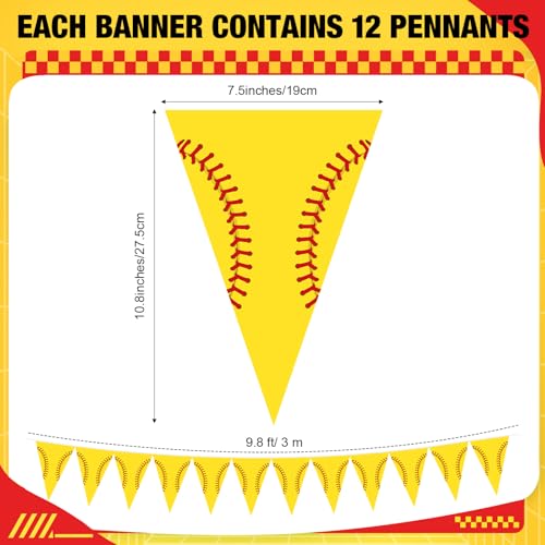 Image of Jetec 5 Pcs 49 Ft Softball Party Decorations Pennant Banner Pre-Assembled Sport Triangle Flag Bunting Garland for Softball Birthday Party Supplies Sport Theme Decorations