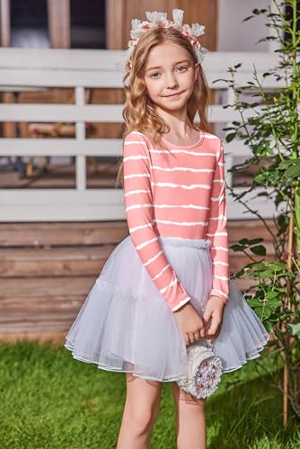 Arshiner Girls Long Sleeve T Shirts Round Neck Curve Hem Side Slit Basic Casual Loose Tunic Soft Tops4