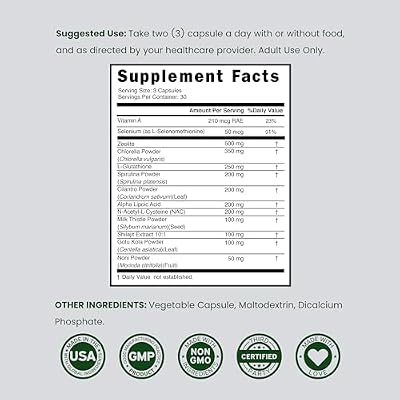 Zeolite Detox for Adults (12 in 1 Formula - Milk Thistle, Alpha Lipoic Acid, N-Acetyl-L-Cysteine, Spirulina Powder & More) Zeolite Cleanse Supplement - Immune Support for Adults - 90 Vegan Capsules